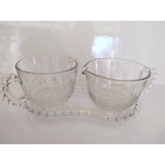 Imperial Glass Candlewick Pattern Cream, Sugar set with Mayo bowl 1960's - Picture 10 of 11